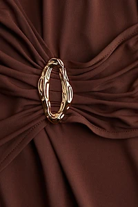 Draped Mock Turtleneck Dress