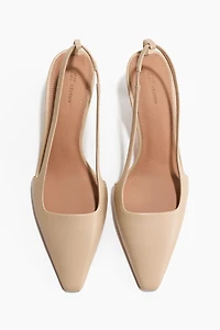 Kitten-Heeled Leather Slingbacks
