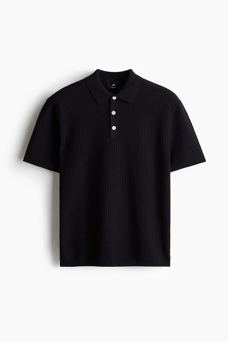 Regular Fit Textured-Knit Polo Shirt