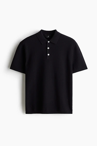 Regular Fit Textured-Knit Polo Shirt