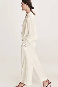 Ankle-Length Linen-Blend Pants