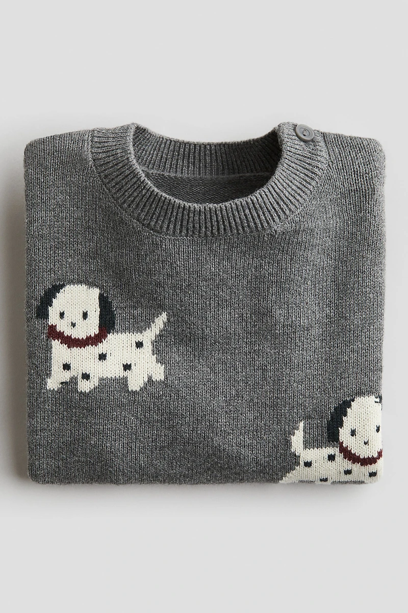 Jacquard-Knit Cotton Sweater