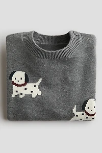 Jacquard-Knit Cotton Sweater