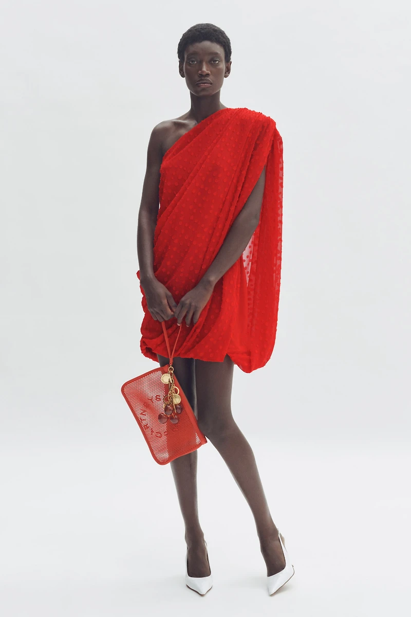Draped One-Shoulder Dress