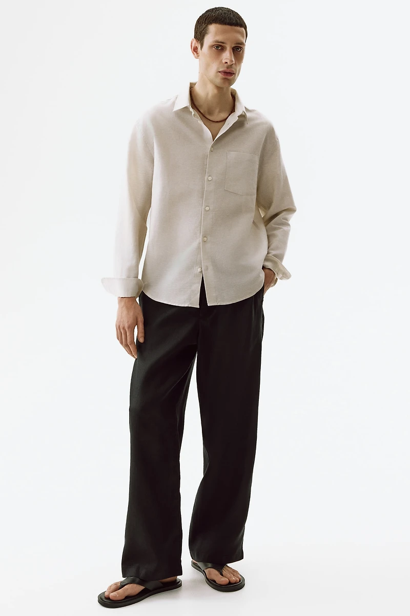 Chemise décontractée en lin mélangé