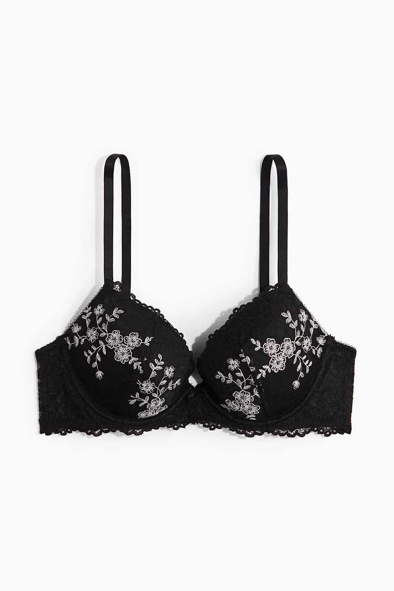 Embroidered Lace Push-Up Bra