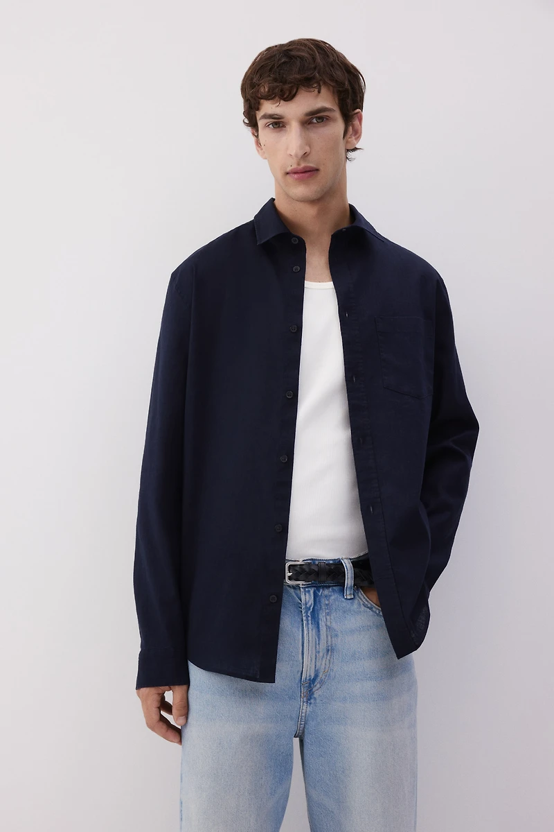 Regular-Fit Linen-Blend Shirt