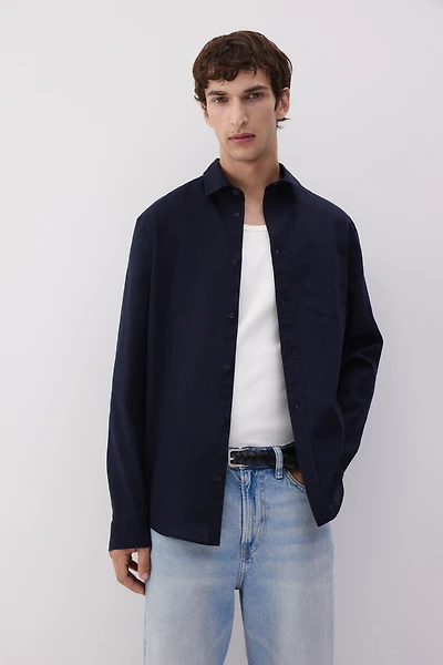 Regular-Fit Linen-Blend Shirt