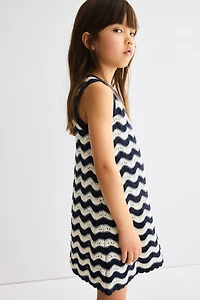 Appliquéd Open-Knit Dress