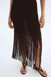 Fringe-Trimmed Knit Dress