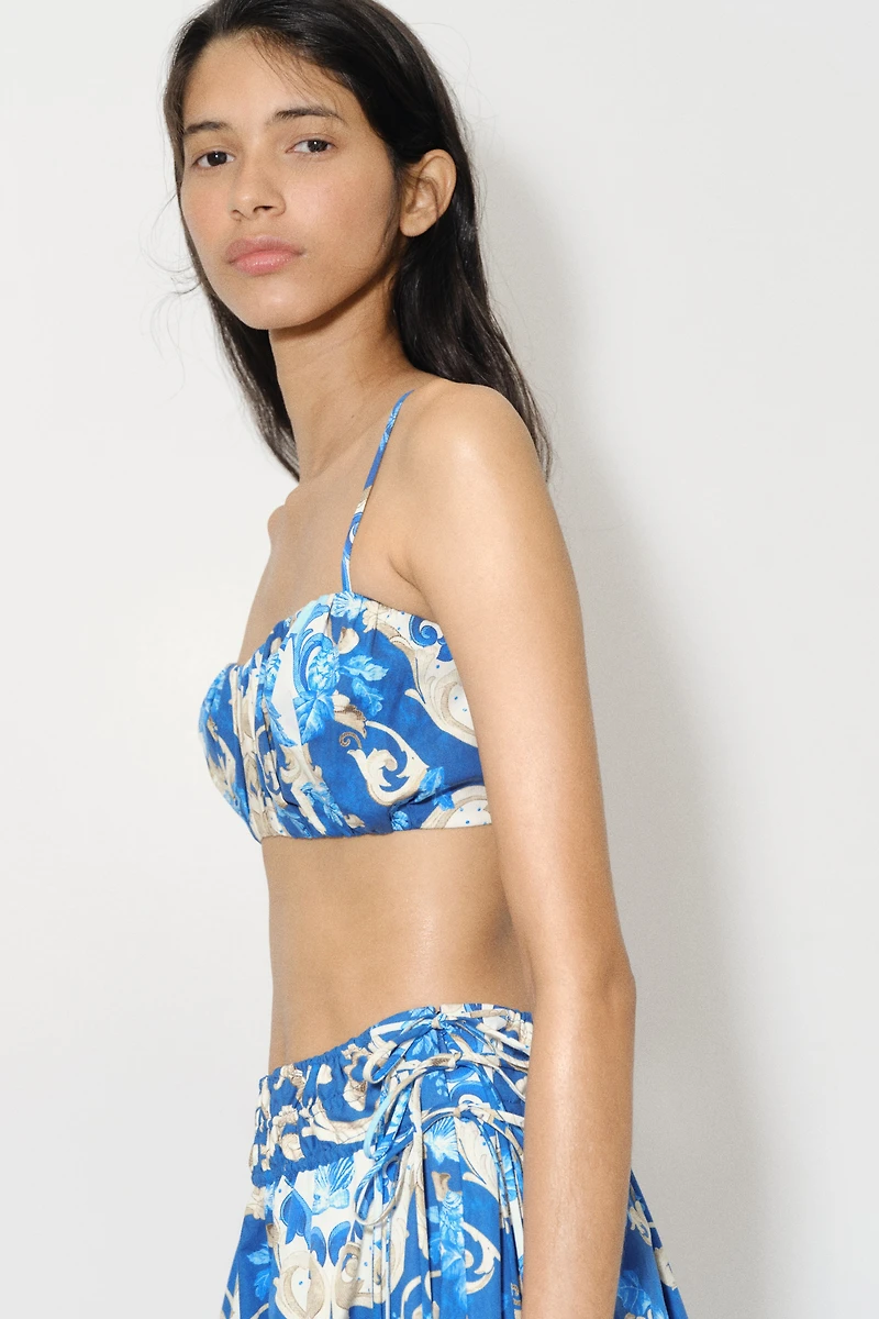Gathered Poplin Crop Top