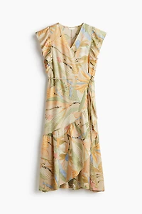 Patterned Wrap-Front Dress