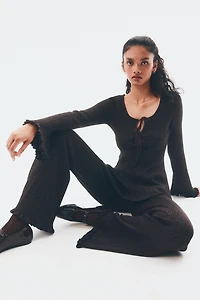 Shimmery Rib-Knit Pants