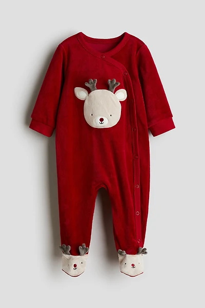 Velour Pajama Jumpsuit with Covered Feet