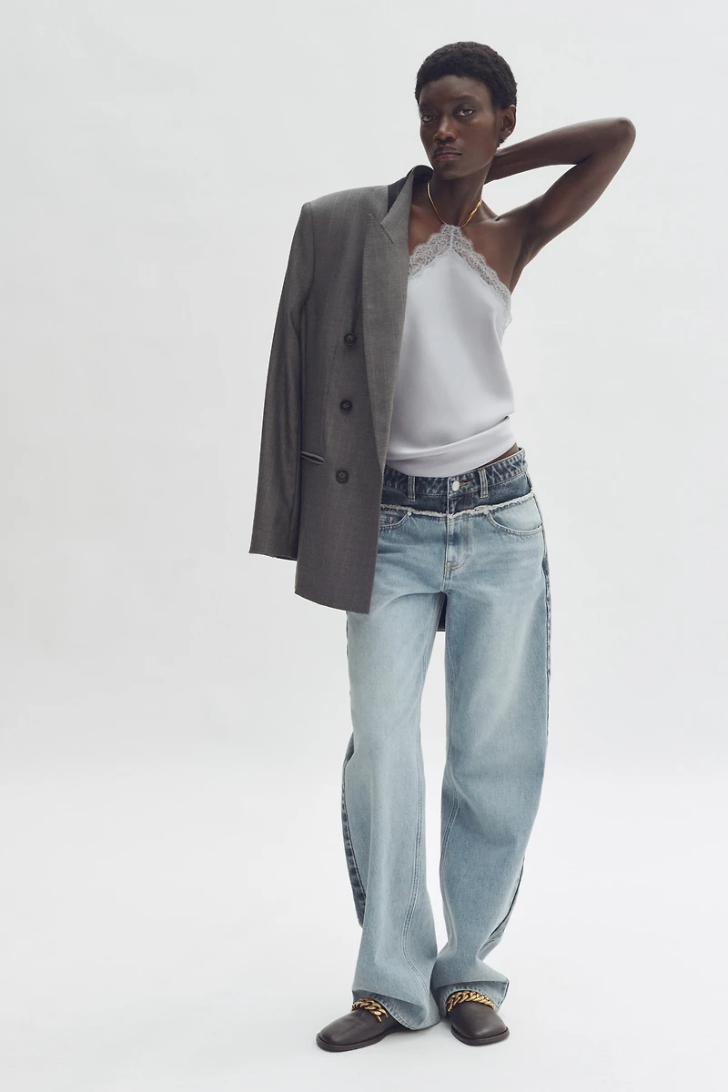 Lace-Trimmed Halterneck Top