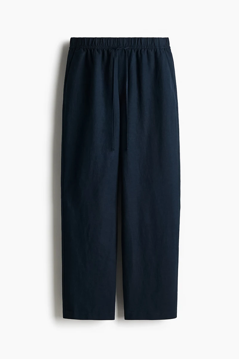 Linen-Blend Drawstring Pants