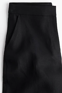 Wide-Leg Linen-Blend Pants