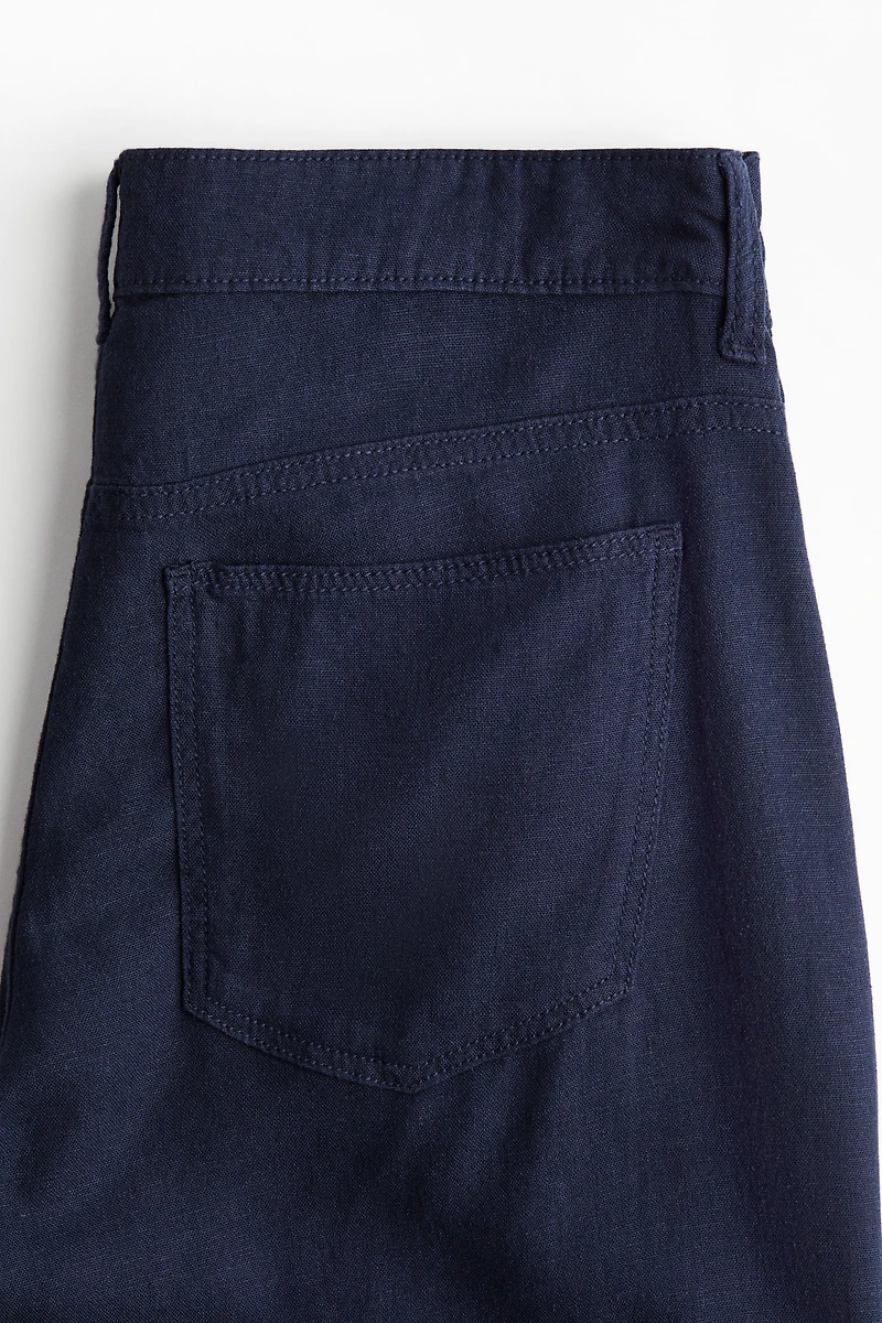 Wide-Leg Linen-Blend Pants