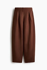 Linen-Blend Barrel-Leg Pants