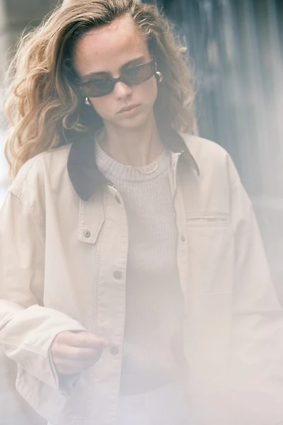 Veste en toile avec col velours côtelé