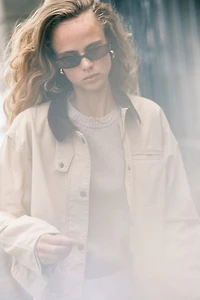 Veste en toile avec col velours côtelé