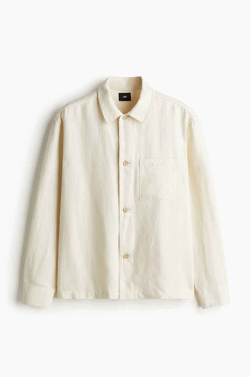 Regular-Fit Linen-Blend Overshirt
