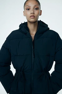 Oversized Drawstring-Waist Puffer Jacket