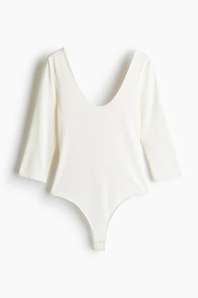 Scoop-Neck Thong Bodysuit