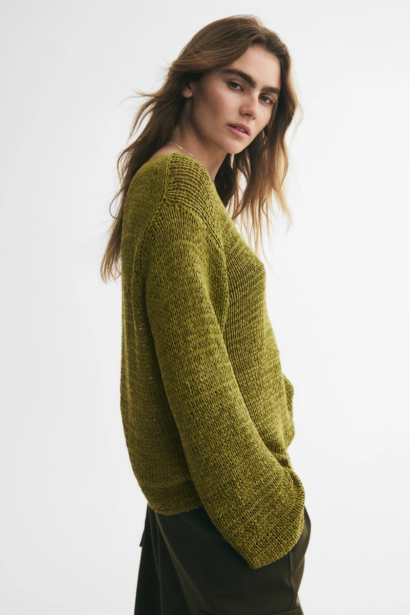 Oversized Textured-Knit Sweater