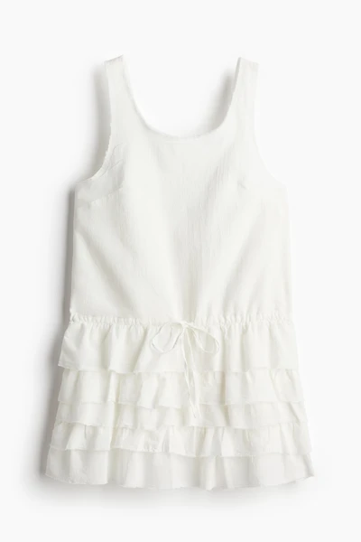 Raw-edge Dress with Tiered Skirt