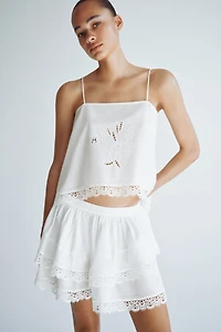 Lace-Trimmed Tiered Skirt