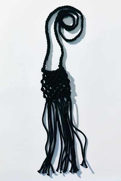 Net Crossbody Bag with Fringe