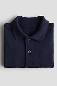 Long-Sleeved Piqué Polo Shirt