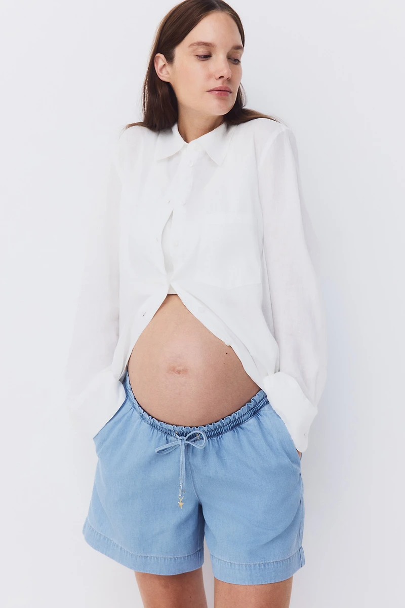 MAMA Denim Drawstring Shorts