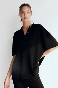 Pointelle-Knit Polo Shirt