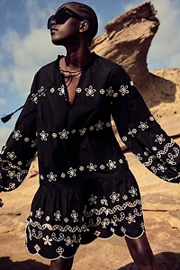 Tunic Dress with Eyelet Embroidery