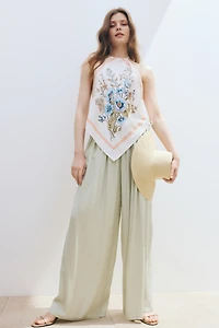 Wide-Leg Drawstring Pants