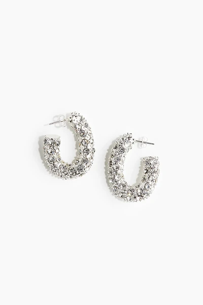 Rhinestone-decorated Hoop Earrings