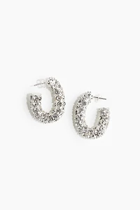 Rhinestone-decorated Hoop Earrings