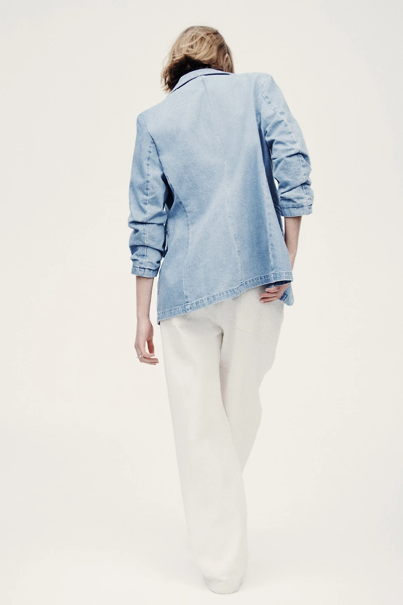 Veston à manches froncées en denim