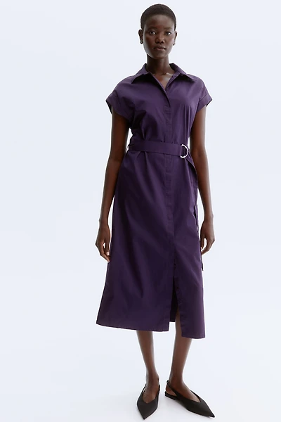 Belted Poplin Shirt Dress