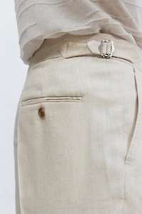 Pantalon d'habit coupe classique en lin mélangé