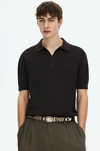 Regular-Fit Cable-Knit Polo Shirt