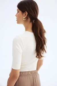 MAMA Ribbed Henley Top