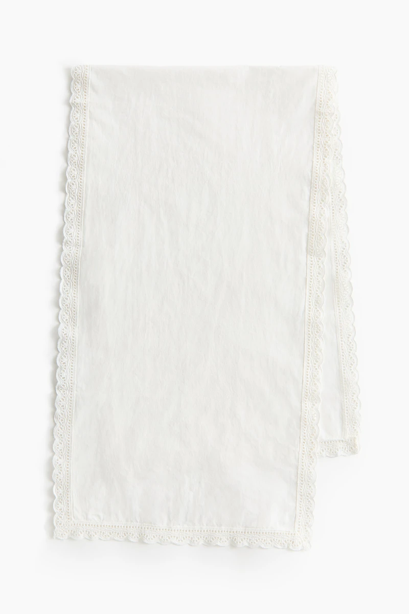 Lace-Trimmed Cotton Table Runner
