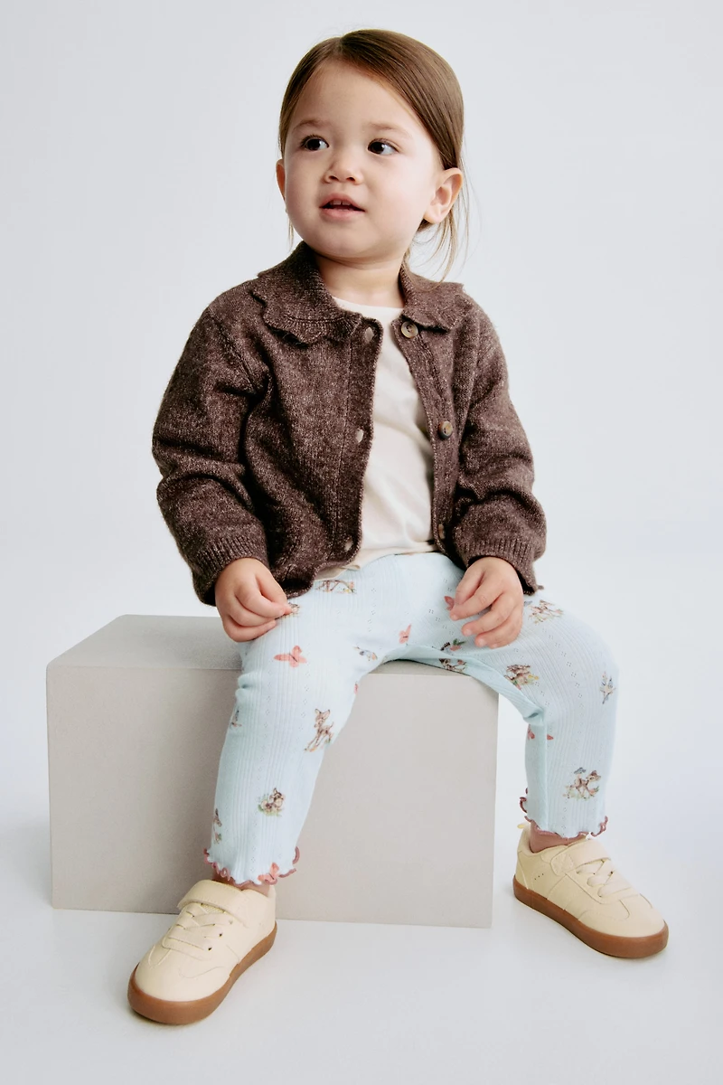 Printed Pointelle Leggings