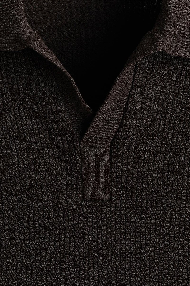 Regular-Fit Cable-Knit Polo Shirt