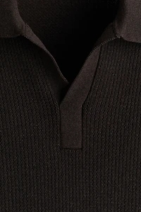 Regular-Fit Cable-Knit Polo Shirt