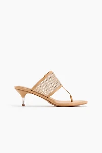 Embellished Kitten-Heeled Sandals