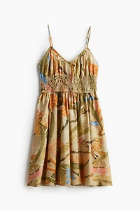 Robe smockée à bretelles fines